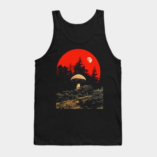 Dark Full Moon Mushroom Retro Vintage Art Tank Top